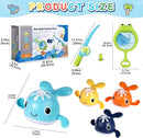Baby Bath Toys Set, Wind Up Pool Toys for Toddlers 1-3, Kids Magnetic Fishing Toys with 1 Fishing Rod & 1 Net & 4 Brightly Colored Whales, Boys and Girls Birthday Gifts by TinyTreasures Baby Boutique