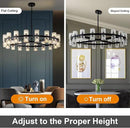 Modern Black Crystal Chandelier,36" K9 Crystal Chandeliers for Dining Room Over Table,Wagon Wheel Chandeliers for Dining Room,Living Room,Foyer,Includes 36XG4 Bulbs by CozyNest Decor