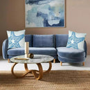 Embroidered Decorative Throw Pillow Cover, 18"x18" Set of 2, Farmhouse Pillowcase Blue Sea Star Knit Pattern Cotton Canvas Cushion Case Square Floral Pillow Case for Sofa Couch Bed Living Room by CozyNest Decor