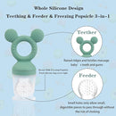 Baby Fruit Feeder, Frozen Teething Toys, Teether Pacifier with 3 Extra Teats, Infant Eating Essentials, BPA Free Baby Feeding Supplies (Grass Green) by TinyTreasures Baby Boutique
