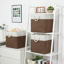 Bidtakay Collapsible Rustic Cube Storage - Brown Cloth Baskets with Handles, 13x13x13 Inch, Set of 3 Fabric Storage Bins by TinyTreasures Baby Boutique