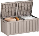 150 Gallon Double-Wall Resin Deck Box - Lockable Waterproof Outdoor Storage Box, 1000lbs Capacity & Doubles as Seating for Patio Furniture - Garden Tools, Pool Accessories (Brown) by CozyNest Decor