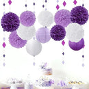 Purple-White Lavender Party Decorations Paper Flowers Lanterns - 15PCS Birthday Graduation Tissue Pom Poms Streamers, Baby Bridal Shower Wedding Retirement Bachelorette Hanging Supplies Decor Hugfond by CozyNest Decor