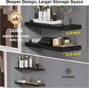 Large Floating Shelves for Wall Set of 1 Wooden Wall Shelves 36 in x 12.75 in x 2 in Room Decor Long Shelf with Invisible Wall Mount Bracket for Bedroom Kitchen Living Room Black Wood by CozyNest Decor