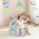 Toddler Chair Comfy,Toddler Couch Fold Out, 2-in-1 Kids Sofa,Flip Out Kids Couch,Sofa Convertible,Children Reading Chair for Age 1-3(Grey Dino) by TinyTreasures Baby Boutique
