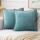 MIULEE Pack of 2 Couch Throw Pillow Covers 18x18 Inch Coastal Smoke Blue Farmhouse Decorative Pillow Covers with Stitched Edge Soft Chenille Solid Dyed Spring Pillow Covers for Sofa Bed Living Room by CozyNest Decor