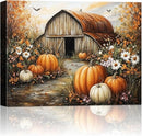 Autumn Pumpkin Barn Framed Wall Art Decor, Moody Fall Decor Rustic Country Landscape Picture Print for Farmhouse Decor,Thanksgiving Decorations Country Canvas Wall Art, Ready to Hang by CozyNest Decor