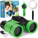 Binoculars for Kids, Kids Binoculars Toys for 3 4 5 6 7 8 Years Boys and Girls, Set with Magnifying Glass & Compass - Birthday Gifts Outdoor Toy for Kid Ages 3-8 Toddler Camping (Green) by TinyTreasures Baby Boutique