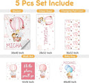 Personalized Baby Bedding Set, 5 Pcs Custom Infants Bedding Set with Infant Name, Double Layer Crib Set for Boys Girls, Customized Gifts for Nursery Toddlers Baby Shower, Hot Air Balloon Animal by TinyTreasures Baby Boutique