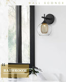 Black Wall Sconce Set of 2, Bathroom Vanity Light Fixture with Clear Glass and Honeycomb Metal Shade, Sconces Wall Lighting for Mirror Bedroom Hallway, AD-22001-1W2-BK by CozyNest Decor
