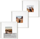 HAUS AND HUES White Square Frames Set of 3-8x8 by CozyNest Decor