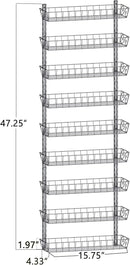 SWOMMOLY Adjustable Wall Mount Spice Rack, 9-Tier Dual-use (Multi-use) Organizer, Silver by CozyNest Decor