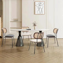 Rattan Dining Chairs Set of 4, Mid Century Modern Dining Chairs with Cane Back for Kitchen Dining Room, 19 Inch Faux Leather Beige by CozyNest Decor