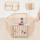 Foldable Wooden Playpen,Large Baby Gate Playpen with Child-Proof Lock-Easy Assembly, Portable Design for Babies & Toddlers- Shape& Size Adjustable Baby Fence Play Area(Wood, 6 Panel) by TinyTreasures Baby Boutique