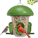 LONA Bird Feeders for Outdoors Hanging – 3 Separate Compartments, 3 Feeding Ports, Weatherproof Dome & 3 Ways to Hang, Large Capacity for Cardinals/Finches (Green by CozyNest Decor