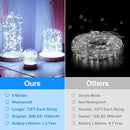 Extra-Long 288FT 800LED Solar Fairy String Lights, 4-Pack 72FT 200 LED Outdoor Twinkle Lights Waterproof 8 Lighting Modes Cool White Silver Wire Lights for Deck Backyard Tree Garden Fence Pool Party by GreenHaven Gardens