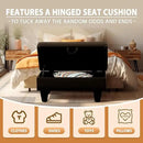 Ottoman Rectangular Storage Ottoman Bench, Faux Leather Footrest, Coffee Table, Stool Footstool with Hinged Lid for Living Room, Bedroom, Entryway, Black, 28.5"x19"x17.5" by CozyNest Decor