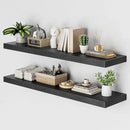 Heimlove 48W x 12D Long Floating Shelf, 12 Inch Deep Black Floating Shelves for Wall Set of 2, Wood Shelves for Bedroom Living Room Bathroom Kitchen Home Office, Wall Shelves with Heavy Duty Bracket by CozyNest Decor