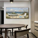 amatop Giant Framed Beach Wall Art Large Nautical Seaside Canvas Print Flower Boat Ocean Horizontal Landscape Picture Sea Birds Artwork for Coastal Farmhouse Living Room Bedroom Office Decor 58×29 Inch by CozyNest Decor