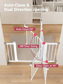 36.2" Extra Tall Baby Gate for Stairs, 29.5-46" Wide Dog Gate for Doorways, Walk Thru Auto Close Metal Child Gate for The House, Stairs and Doorways, Pet Gate Pressure Mounted Dog Gate Indoor (White) by TinyTreasures Baby Boutique