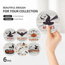 6 PCS Halloween Coasters with Metal Holder and Cork Base Ceramic Drink Coasters Absorbent Cup Mat Non-Slip for Home Kitchen Office Table Decor, 4 Inch Halloween 1 by CozyNest Decor