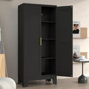 Metal Pantry Cabinet with 2 Doors and Adjustable Shelves, 61"Kitchen Storage Cabinet with Gold Handles, Versatile Storage for Laundry, Living, Bathroom, Dining, Utility Room - Black by CozyNest Decor