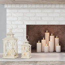 Lanterns Decorative Outdoor&Indoor, Set of 2 (14"&10") Beige Metal Lantern Decor with Glass, Candle Holder for Porch, Patio, Garden, Balcony, Wedding, Table Centerpiece by CozyNest Decor