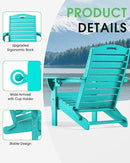 Adirondack Chairs Set of 4, Outdoor Fire Pit Chairs, HDPE All-Weather Adirondack Chairs with Cup Holder, Lawn Chair for Deck, Patio, Garden (Lakeblue) by GreenHaven Gardens