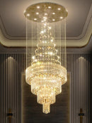 D32 x H79'' Modern Crystal Raindrop Gold Chandelier Lighting for Entrance, Stairs, Doorway, Crystal Ornament Chandelier Can be Used on Slopin by CozyNest Decor