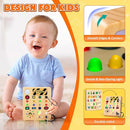 Busy Board with LED Light, Wooden Sensory Toys for Toddler, Montessori Music Toy for Airplane, Travel Activity Educational Learning Autism Toys, Birthday Boys Girls Gifts by TinyTreasures Baby Boutique