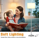 Ambimall 60'' Modern Floor Lamp with Shade, Tall Lamps for Living Room, Bedroom, Office, Dining Room, White Shade with Silver Pole(Without Bulb) by CozyNest Decor