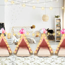 2 Pack Kids Teepee Tent with Mattress,Fitted Sheet,Light String,Washable Natural Cotton Toddler Play Tent for Girls Boys Indoor Outdoor Sleepover Slumber Birthday Party(Pink) by TinyTreasures Baby Boutique
