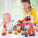 OESSUF Stacking Rocks 48Pcs Stacking Blocks Balancing Stacking Stones Wooden Building Toys Wood Stone Stacking Game for Toddler Sorting Preschool Educational Montessori Stacking Rocks for Kids by TinyTreasures Baby Boutique