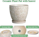 Ceramic Planter 8 Inch Plant Pot with Drainage Hole and Saucer Ceramic Pots for Indoor Plants Outdoor Large Flower Pot for Home Decor White by GreenHaven Gardens