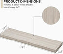 Floating Shelves - 10.3 Inch Deep Wall Shelf for Decor & Storage - Wall Mounted Display Shelving with Invisible Heavy-Duty Metal Bracket - 36" W x 10.3" D x 1.8" H - Set of 1 - Rustic Grey by CozyNest Decor