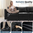 118.5" Faux Leather Modular Sectional Sofa with Storage Seat, Modern 6 Seater Couch Deep Seat with Removable Cover DIY Combination Black by CozyNest Decor