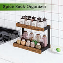 MARTY 2 Tier Spice Rack Organizer for Countertop, 15.8''L Coffee Station/Bathroom Organizer Countertop, Counter Shelf Desktop Storage Organizer for Kitchen, Bedroom, Office (Rustic Brown) by CozyNest Decor