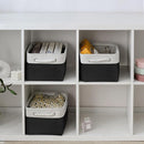 TheWarmHome Storage Bins for Shelves - 1 Pack 13.8x9.7x6.7 inch Storage Basket for Organizing for Closet Organizer Cubes Laundry Cloth Nursery (White & Black) by CozyNest Decor
