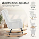Nursery Rocking Chair,300Lb Glider Chair with Wood Legs/Two Side Pockets,Teddy Upholstered Glider Rocker with Padded Seat High Backrest for Living Room/Bedroom/Nursery by TinyTreasures Baby Boutique