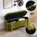 Modern Upholstered Storage Bench, Velvet Fabric 50" Long Entryway Bench with Storage and Seating, Comfy Cute Ottoman Bench for Living Room/End of Bed/Hallway, Olive Green by CozyNest Decor