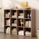 12-Cube Storage Shelf Bookcase - Wooden 3-Tier Floor Standing Open Bookshelf for Home and Office, Cuby Orgainzer, Walnut by CozyNest Decor