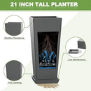 FENCY Set of 2 Tall Planters for Outdoor Plants, 24 Inch Large Tapered Pots with Drainage Trays, Weather-Resistant Plastic Plant Containers for Patio, Porch, Garden, Front Door Decor,Gray by CozyNest Decor