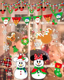 Christmas Window Clings - 9 Sheets 166 Pcs Cute Xmas Decorations for Winter Holiday Home Party, Santa Snowman Tree Snowflake Gingerbread Stickers for Glass, Double-Sided Static Window Decals by CozyNest Decor