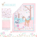 UOMNY Crib Bedding Set for Girls 3 Piece Woodland Baby Girl Crib Bedding Set Include Fitted Crib Sheet Comforter Crib Skirt by TinyTreasures Baby Boutique