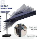 PURPLE LEAF 11FT Cantilever Outdoor Umbrellas Large Patio Umbrella Hanging Double Top Square Offset Umbrella with 360°Rotation Tilting Umbrella Outdoor Patio, Navy Blue by GreenHaven Gardens