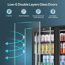 Tylza Back Bar Cooler With 2 Glass Doors, 7.2 Cu.Ft Under Counter Back Bar Refrigerator with LED Lighting, Safety Locks, Counter Height Bar Beverage Cooler for Beer, Soda Drinks, Wine, Black by CozyNest Decor