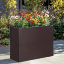 Metal Rectangular Planter Box Tall Planters for Outdoor Plants Modern Heavy Duty with Drainage Holes for Outside Indoor Patio Deck - Brown, 32”x 12”x 24” by CozyNest Decor