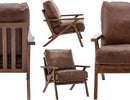 Wahson Brown Leather Accent Chair - Mid Century Modern Retro Upholstered Armchair with Wood Frame and Removable PU Cushions - Large Compfy Leisure Slipper Chair for Living Room/Bedroom (Set of 2) by CozyNest Decor