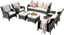 ovios 7 Pieces Patio Furniture Set, Outdoor Wicker Sofas with 4 Chairs, Ottomans and Comfy Cushions, All Weather High Back Couch Set for Deck Porch, Brown Rattan, Beige by GreenHaven Gardens