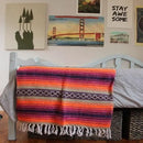 Del Mex Classic Mexican Blanket, Large Authentic Woven Falsa Throw (70"x50"), Artisan Southwest Décor for Beach, Yoga, Outdoors (Pink/Orange) by CozyNest Decor